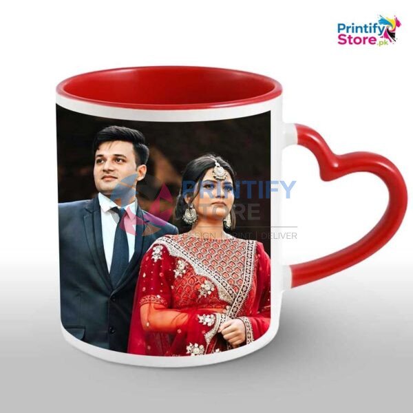 Personalized Red Heart Handle Mug