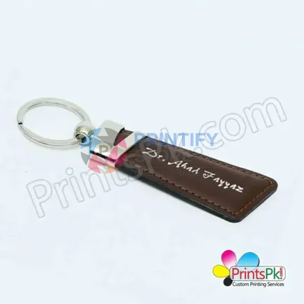 Customized Leather Keychain – Name Leather Keyring (Brown)